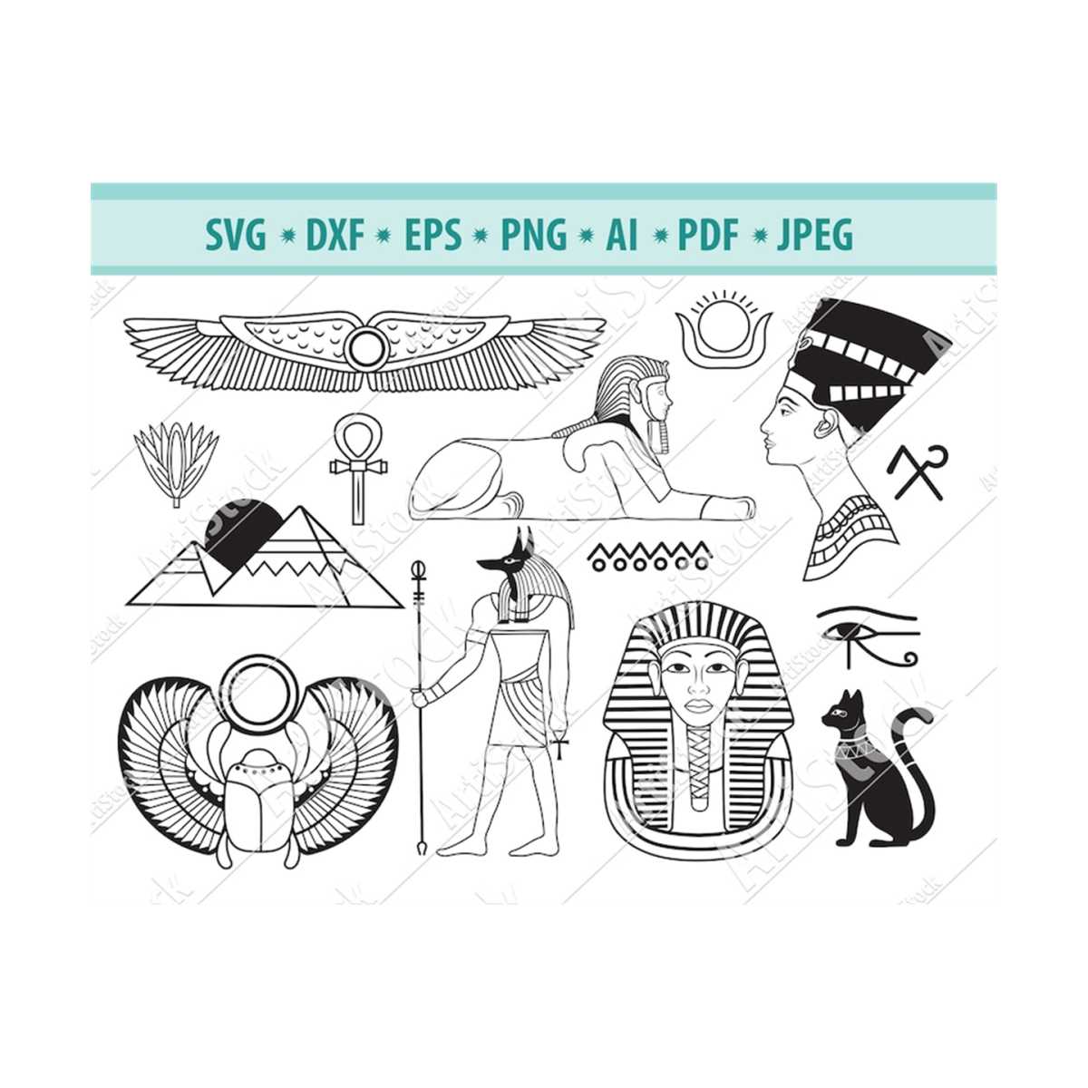 Egyptian Svg Bundle, Egyptian svg, Egyptian clipart, Pharaoh - Inspire ...