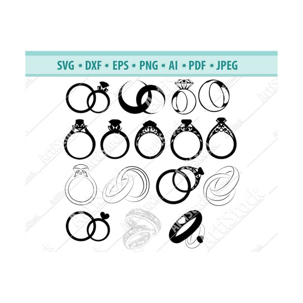 Engagement Ring SVG Bundle, Diamond Ring SVG, Wedding Rings - Inspire