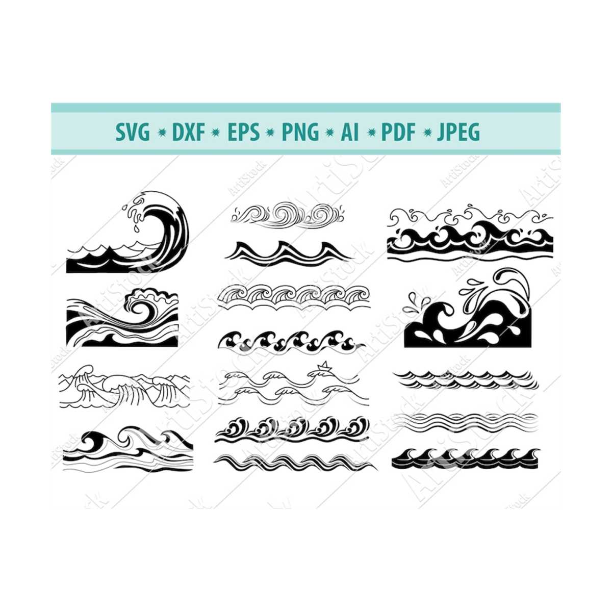 Wave SVG Bundle, Waves svg, Sea Waves svg, Ocean Waves svg, - Inspire ...