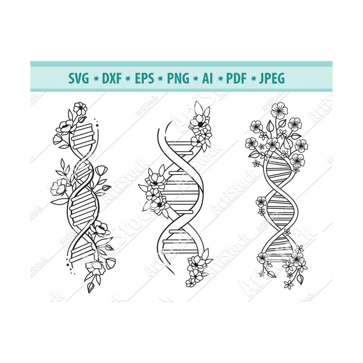 DNA molecule Svg, Flower Dna Svg, Double helix Svg, Inspire