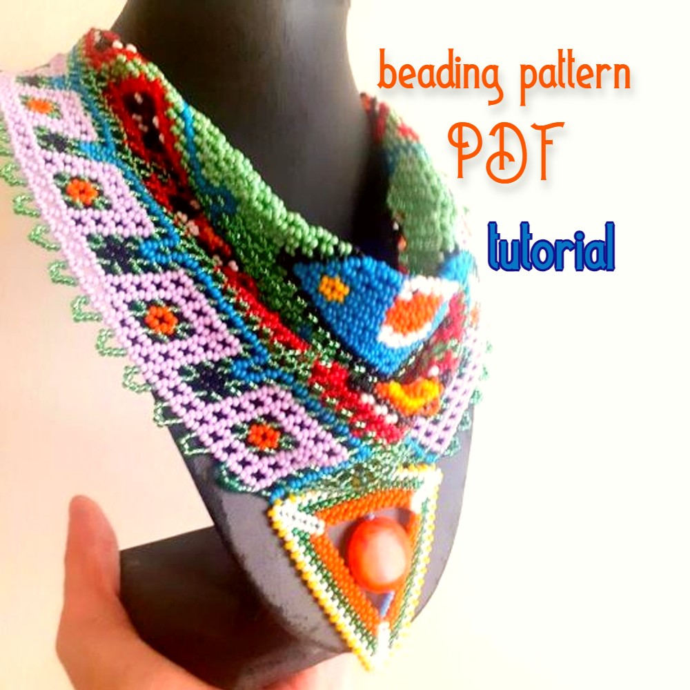 Beading Tutorial PDF. Beading Necklace kerchief Geometry . B | Inspire ...