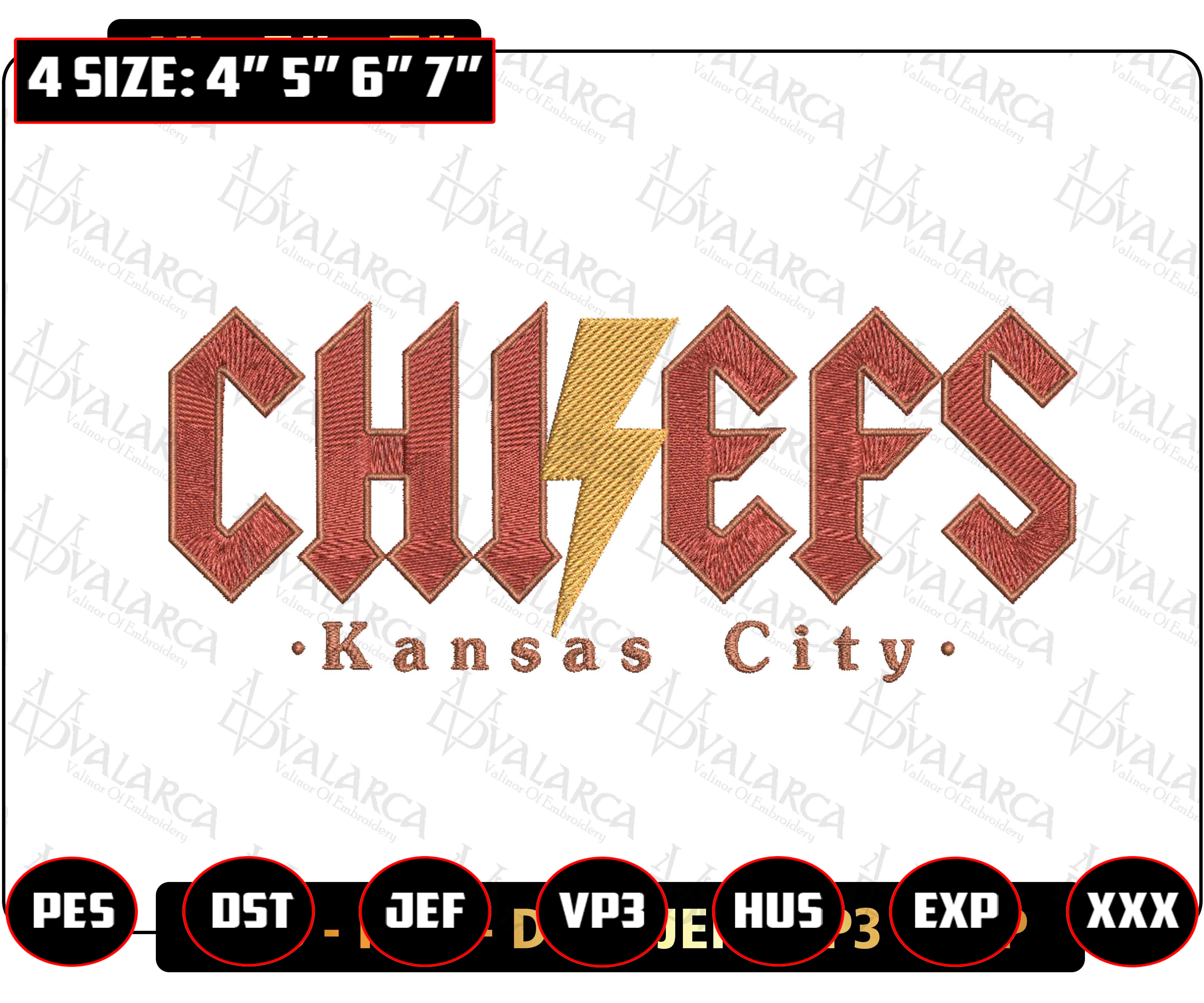 Chiefs Football Logo Embroidery Design, NFL Kansas City Chie | Inspire ...