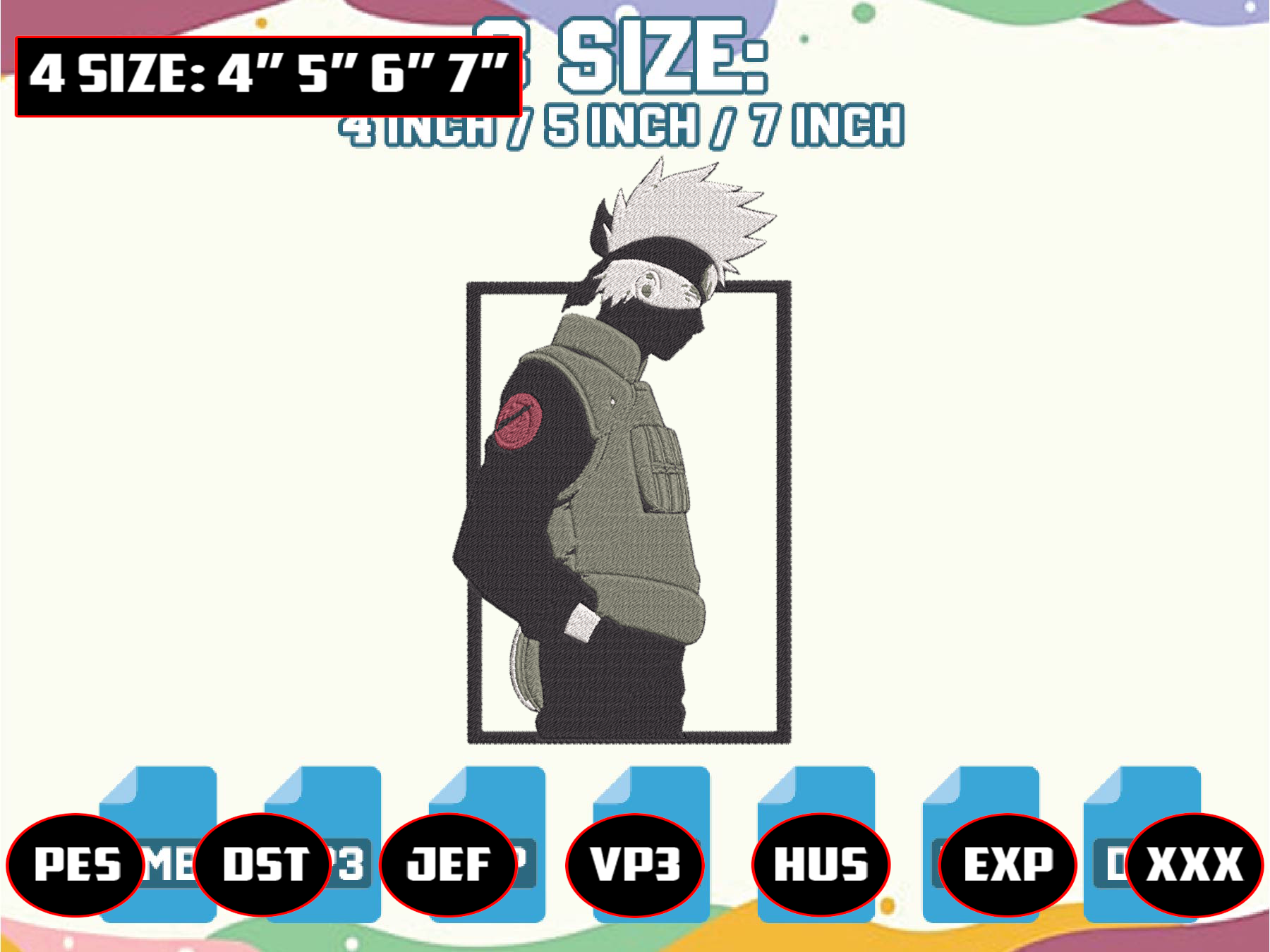 Ninja Anime Embroidery FIles, Anime Shinobi Embroidery Desig - Inspire ...