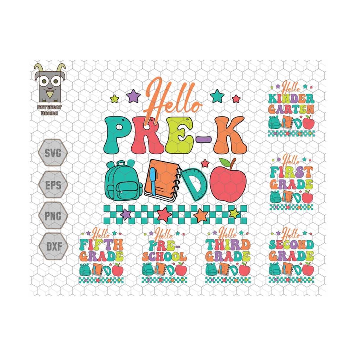 Hello Back To School Svg Bundle, Kindergarten Svg, 1st Day O | Inspire ...