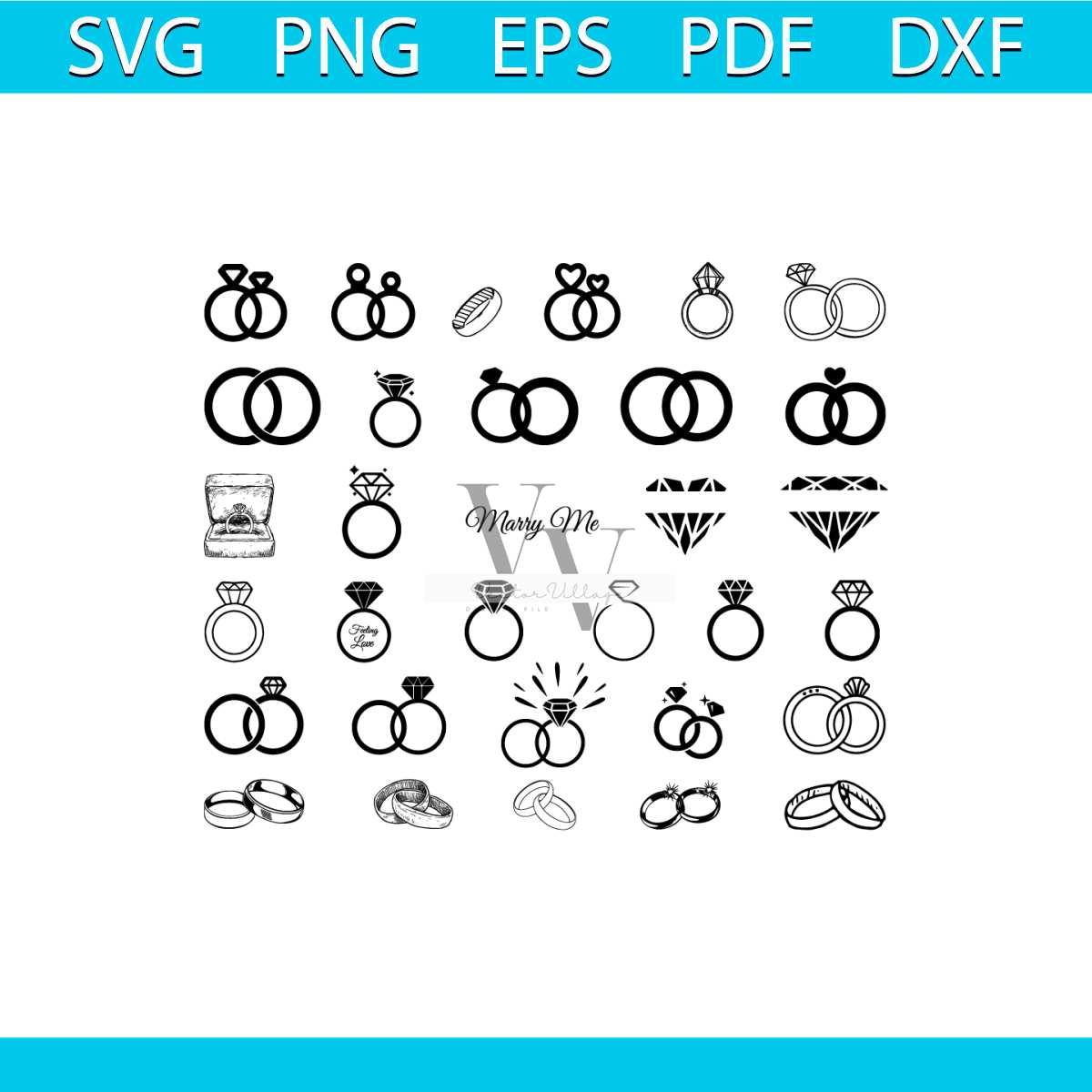 Wedding Ring SVG/ Engagement Ring SVG / Clipart / Cut Files | Inspire ...