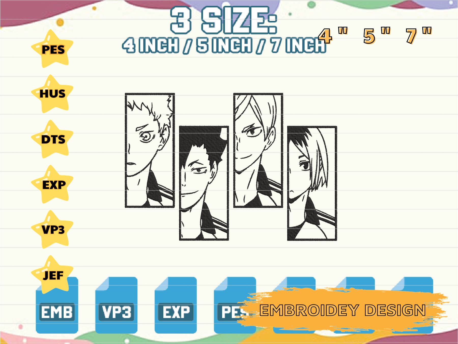 Volleyball Anime, Sport Anime Embroidery, Anime Embroidery D Inspire