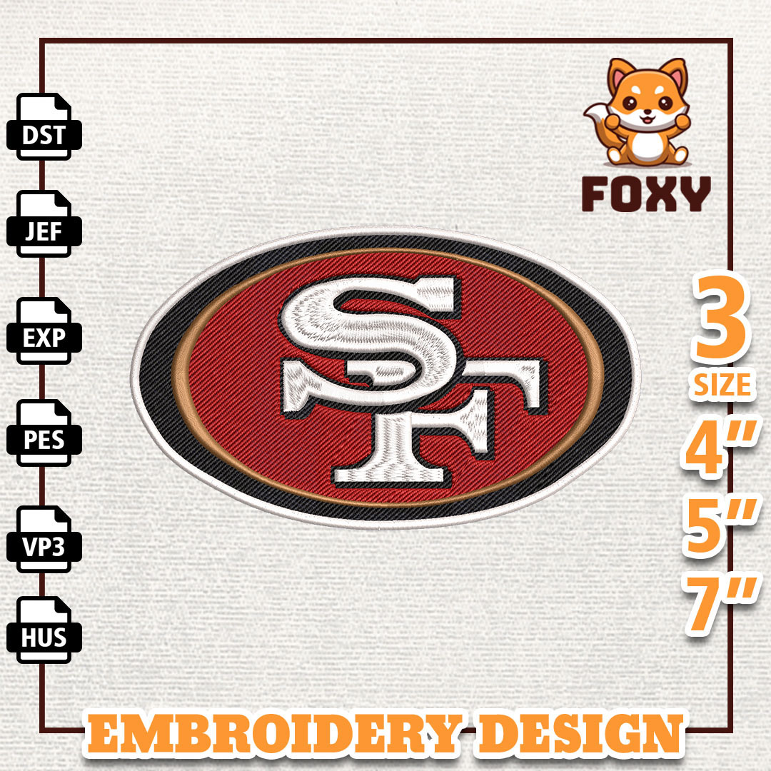NFL San Francisco 49ers, NFL Logo Embroidery Design, NFL Tea - Inspire ...