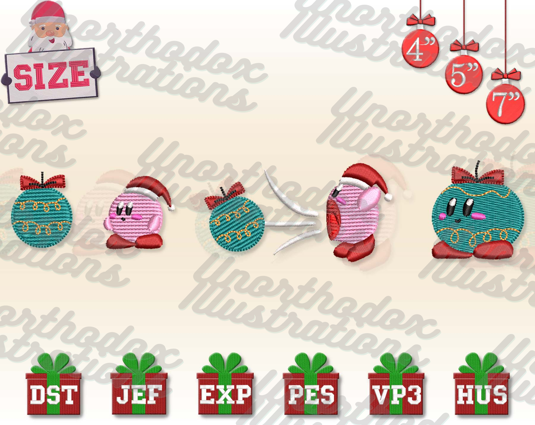 Kirby X Ornament Embroidery Designs, Christmas Embroidery De Inspire