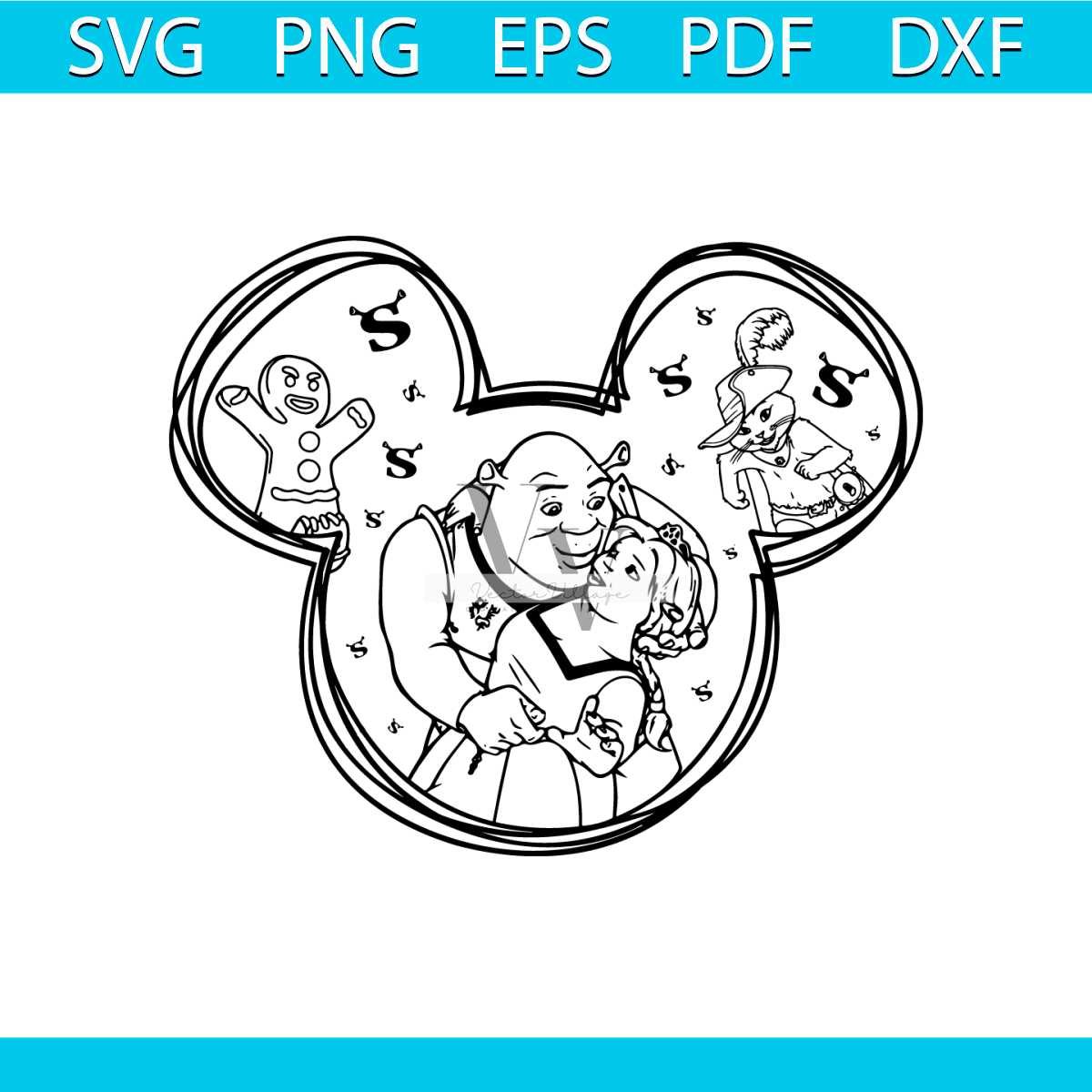 Shrek Kisses Princess Fiona SVG, Donkey Svg, Shrek Logo, Fam | Inspire ...