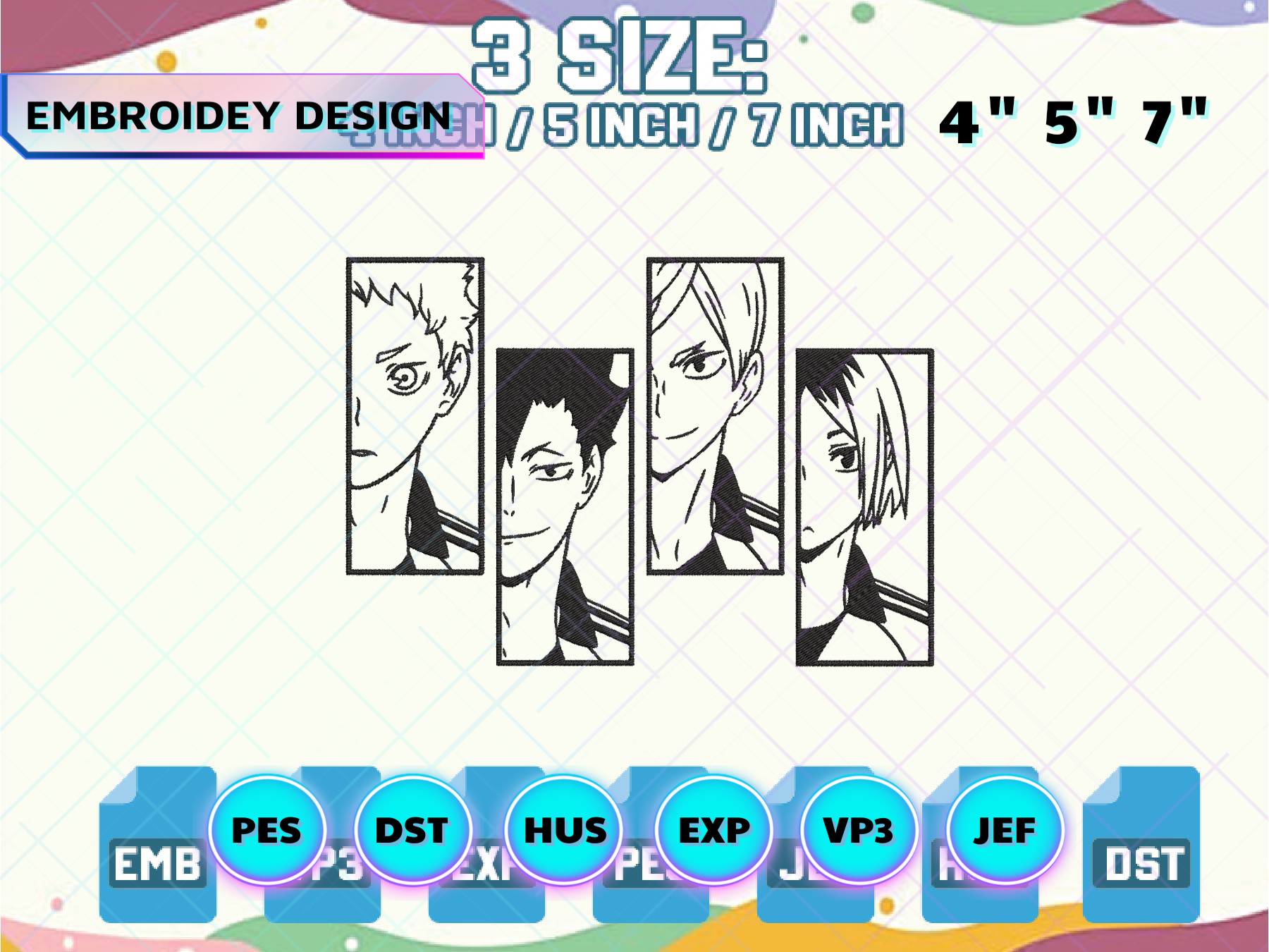 Volleyball Anime, Sport Anime Embroidery, Anime Embroidery D Inspire