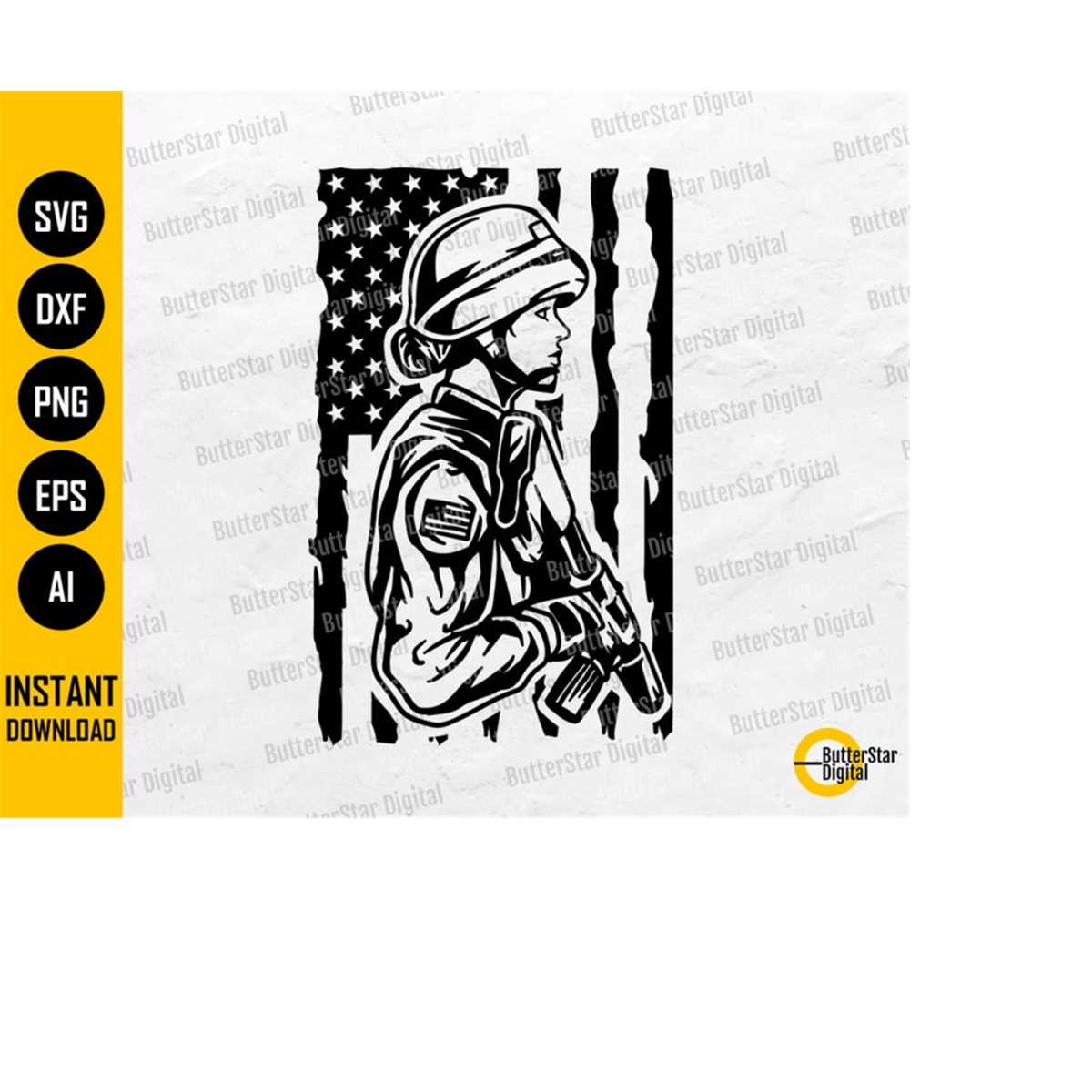 Female American Soldier SVG | USA Military Svg | US Army Svg | Inspire ...