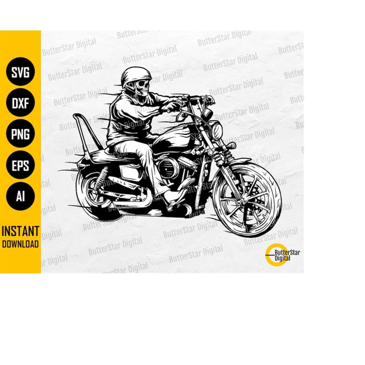 Biker Skull SVG | Dead Skeleton Rider SVG | Motorcycle Motor | Inspire ...