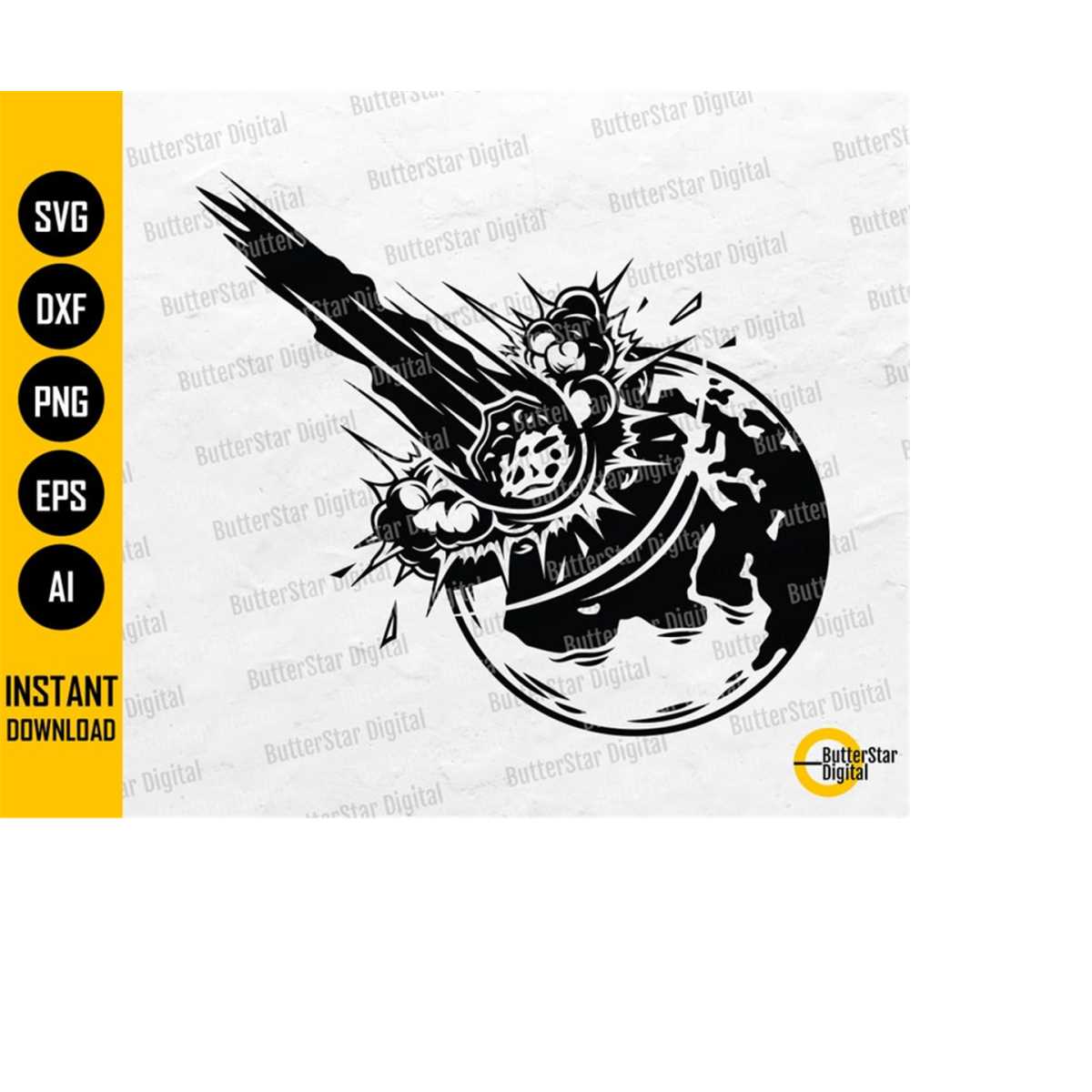 Meteor Hitting Earth SVG | Asteroid SVG | Impact Armageddon - Inspire ...