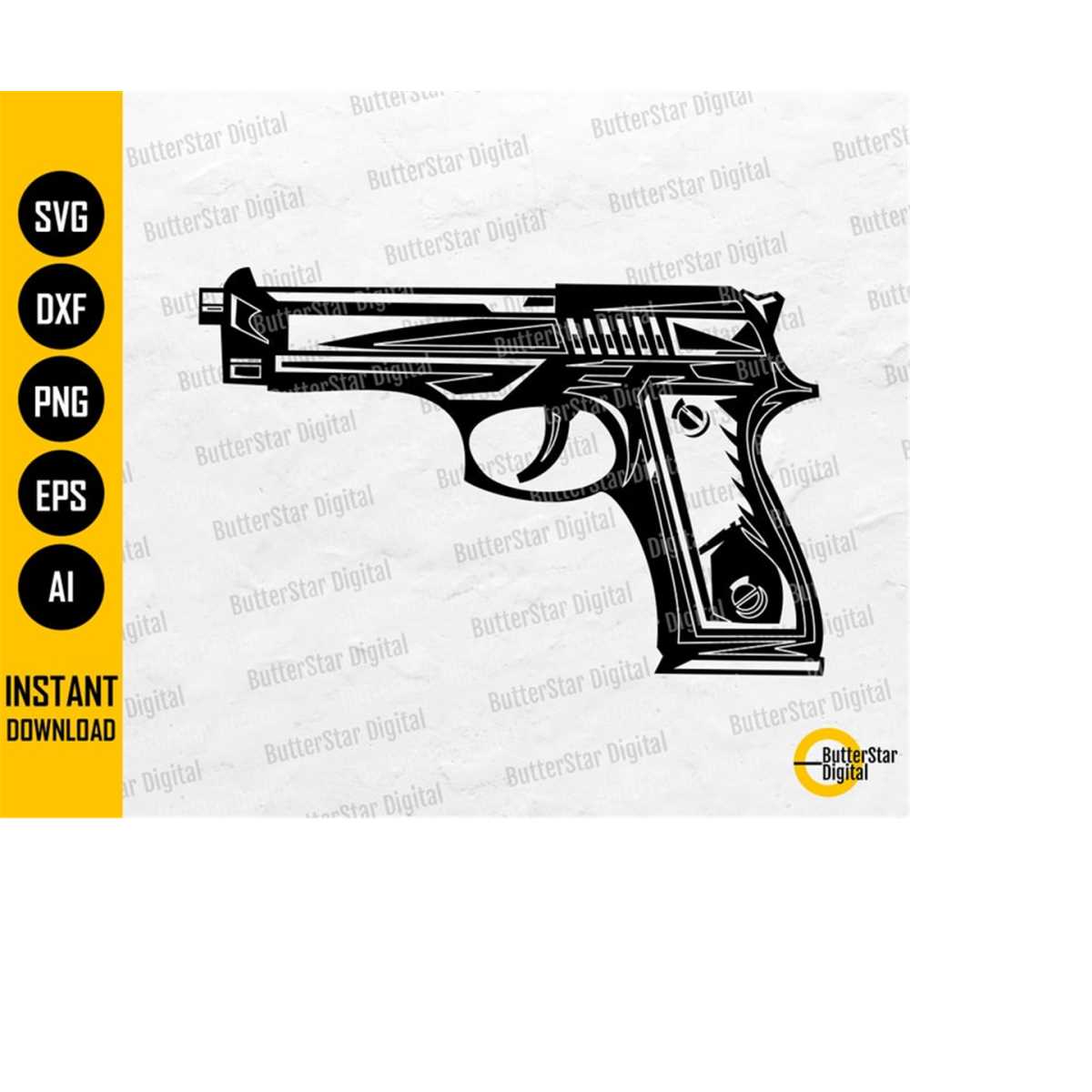 Handgun SVG Pistol SVG Firearm SVG Weapon Vinyl Stenci Inspire