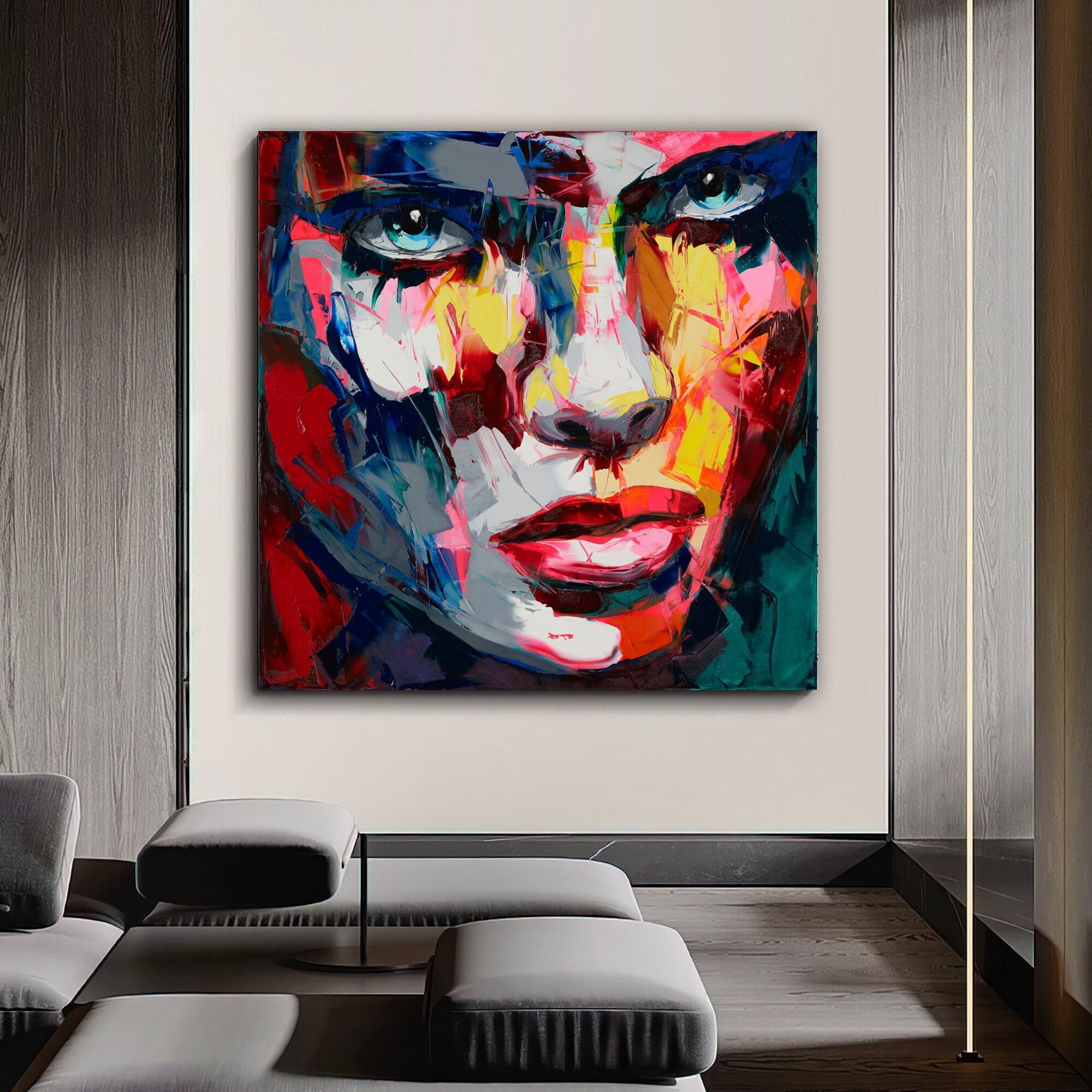 Colorful Woman Canvas Painting, Oil Painting Textured Woman | Inspire ...