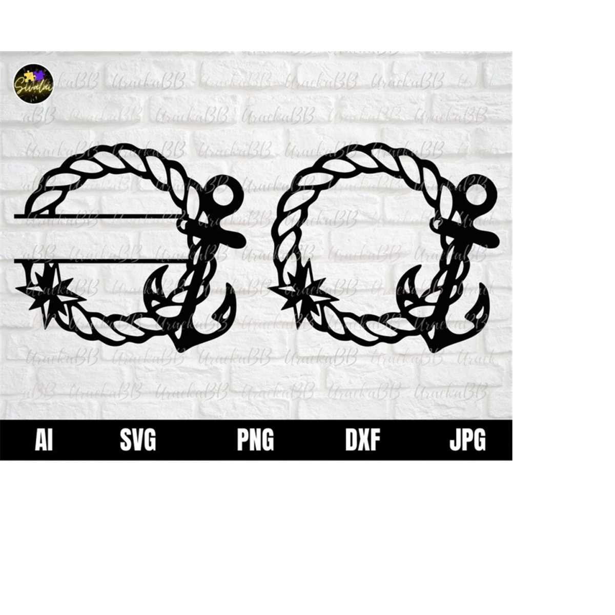 Nautical Anchor Svg, Anchor Svg, Anchor Rope Svg, Split Anch Inspire