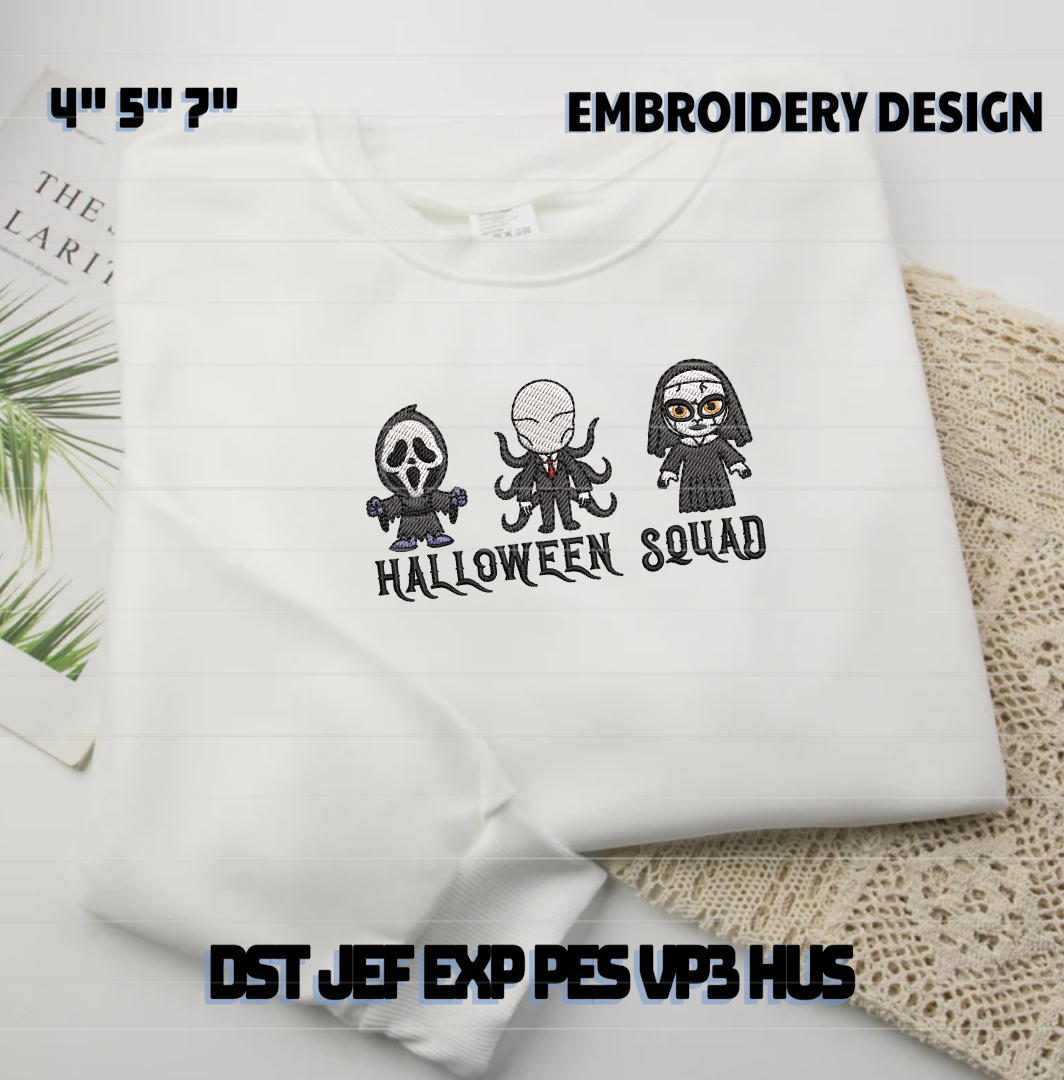 Halloween Squad Embroidery Design, Happy Halloween Embroider Inspire