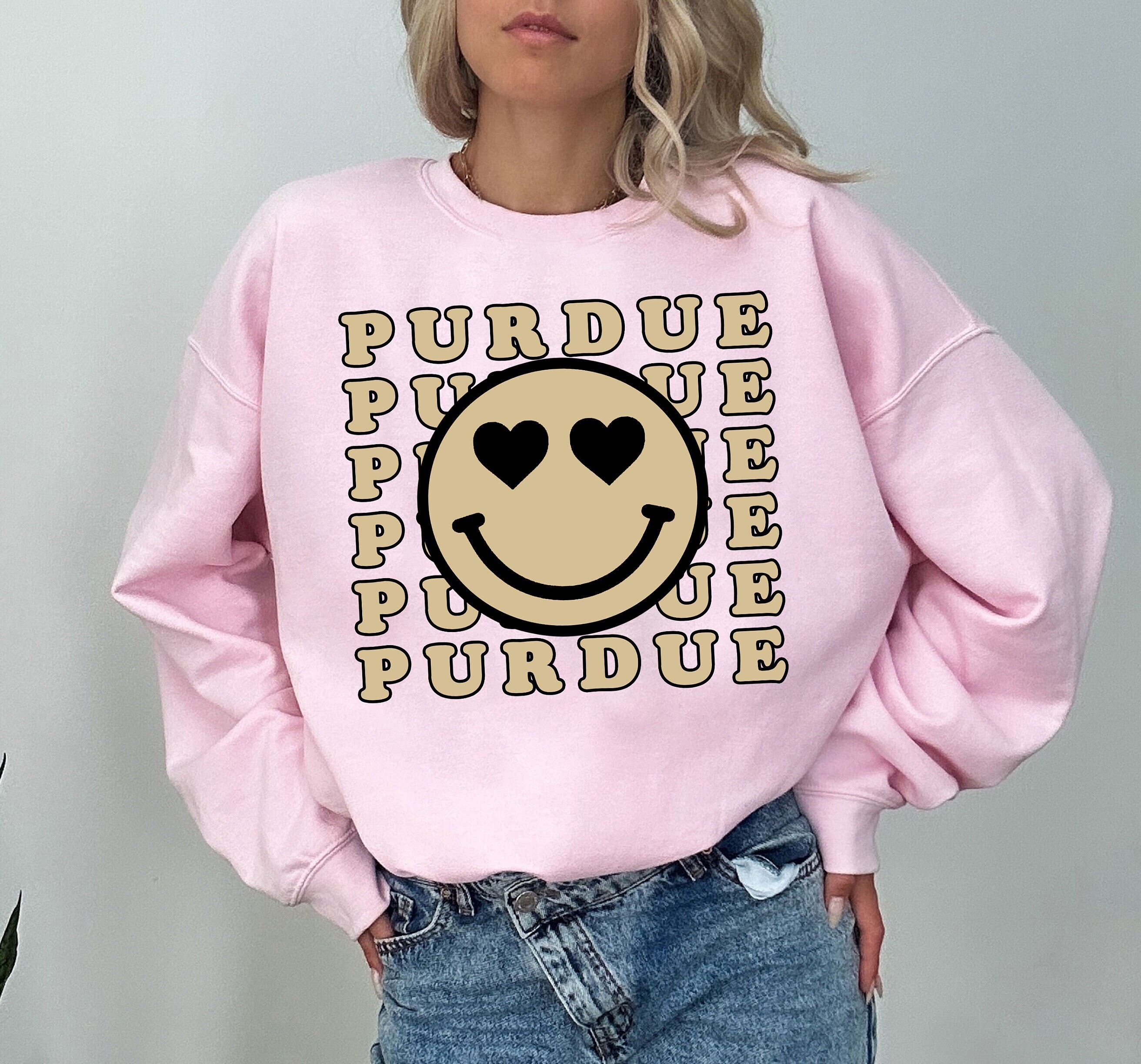 Purdue Smiley Face Sweatshirt University Of Purdue Tee Pur Inspire