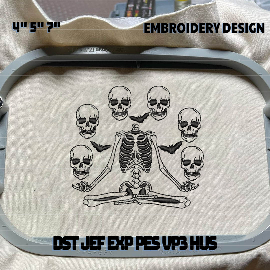 Skeleton Halloween Embroidery File, Stay Spooky Embroidery M | Inspire ...