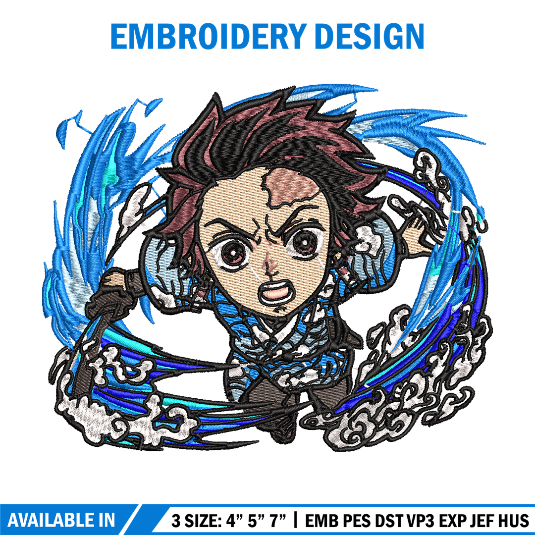 Tanjiro fire breathing chibi embroidery design, Kimetsu no Y | Inspire ...