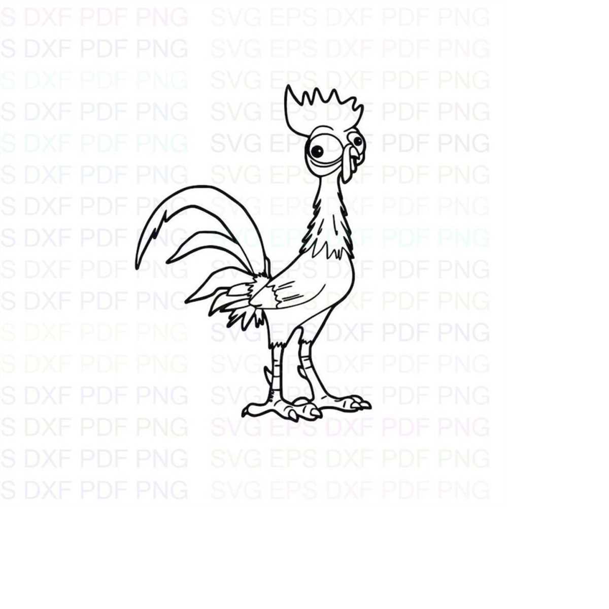 Heihei_2_Moana Outline Svg Dxf Eps Pdf Png, Cricut, Cutting - Inspire