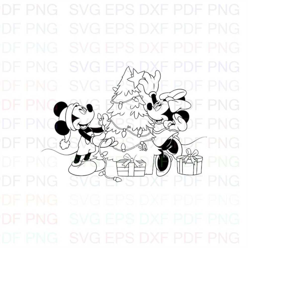 Mickey_Minnie_Christmas_Tree_Mickey_Mouse Outline Svg Dxf Ep - Inspire ...