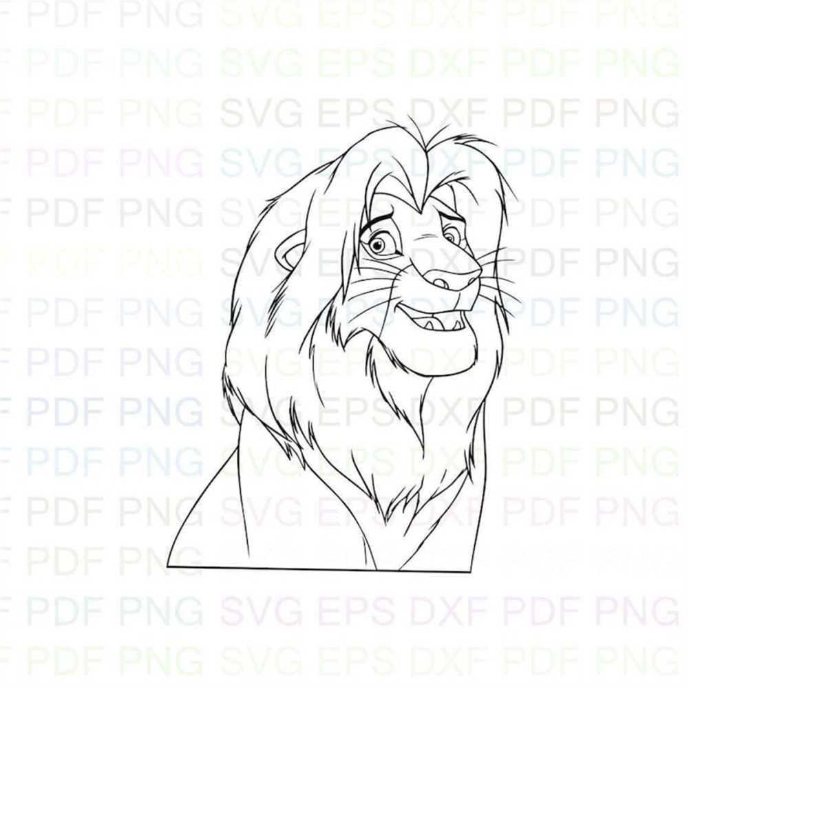 mufasa_the_lion_king_1 Outline Svg Dxf Eps Pdf Png, Cricut, - Inspire