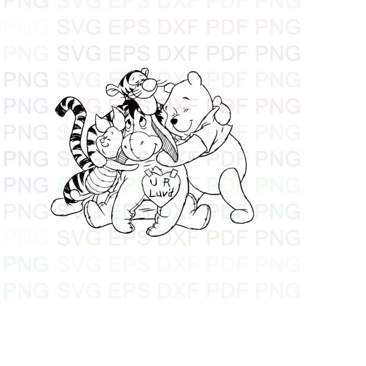 Winnie_the_Pooh_and_friends Outline Svg Dxf Eps Pdf Png, Cri Inspire
