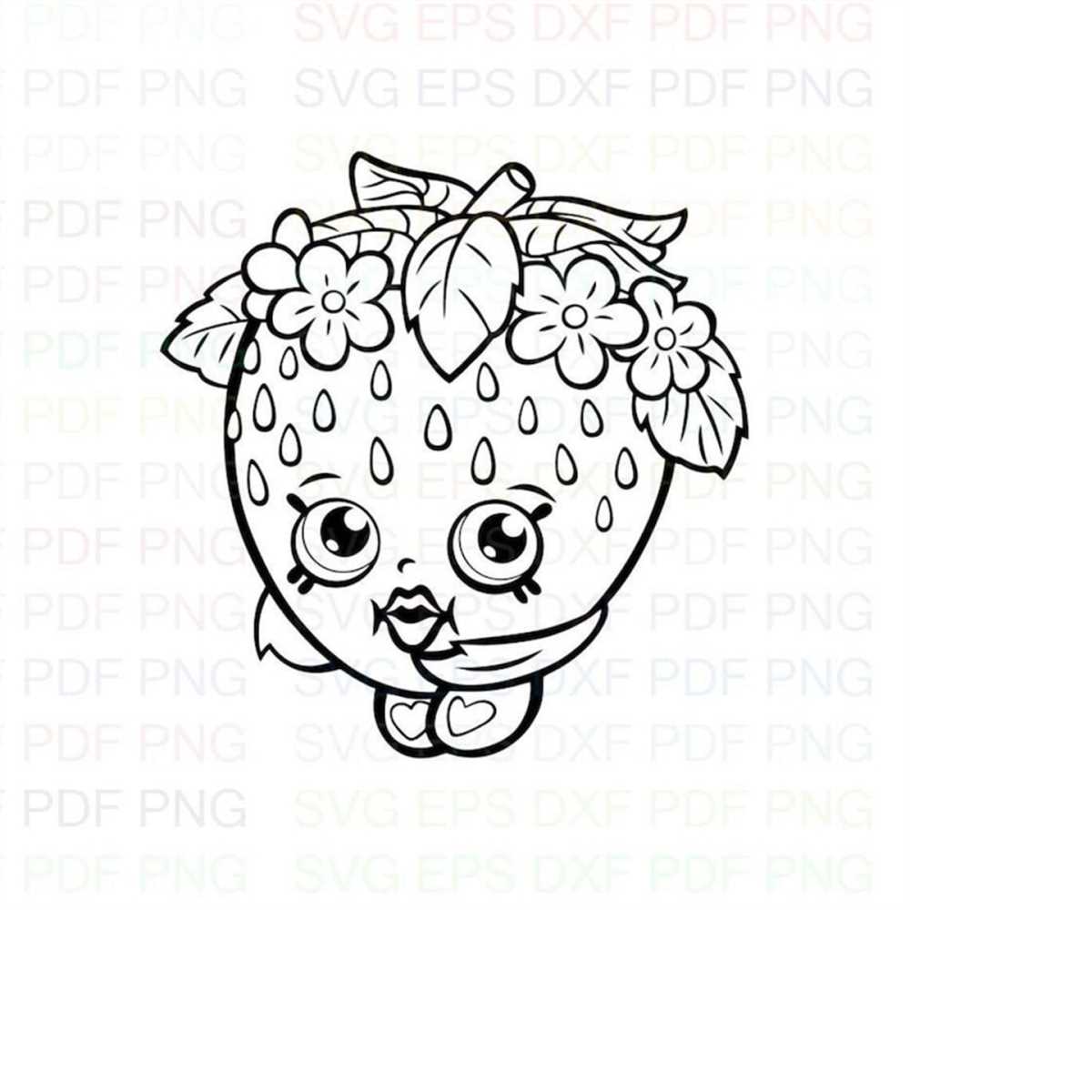 Strawberry_Kiss_Shopkins Outline Svg Dxf Eps Pdf Png, Cricut - Inspire ...