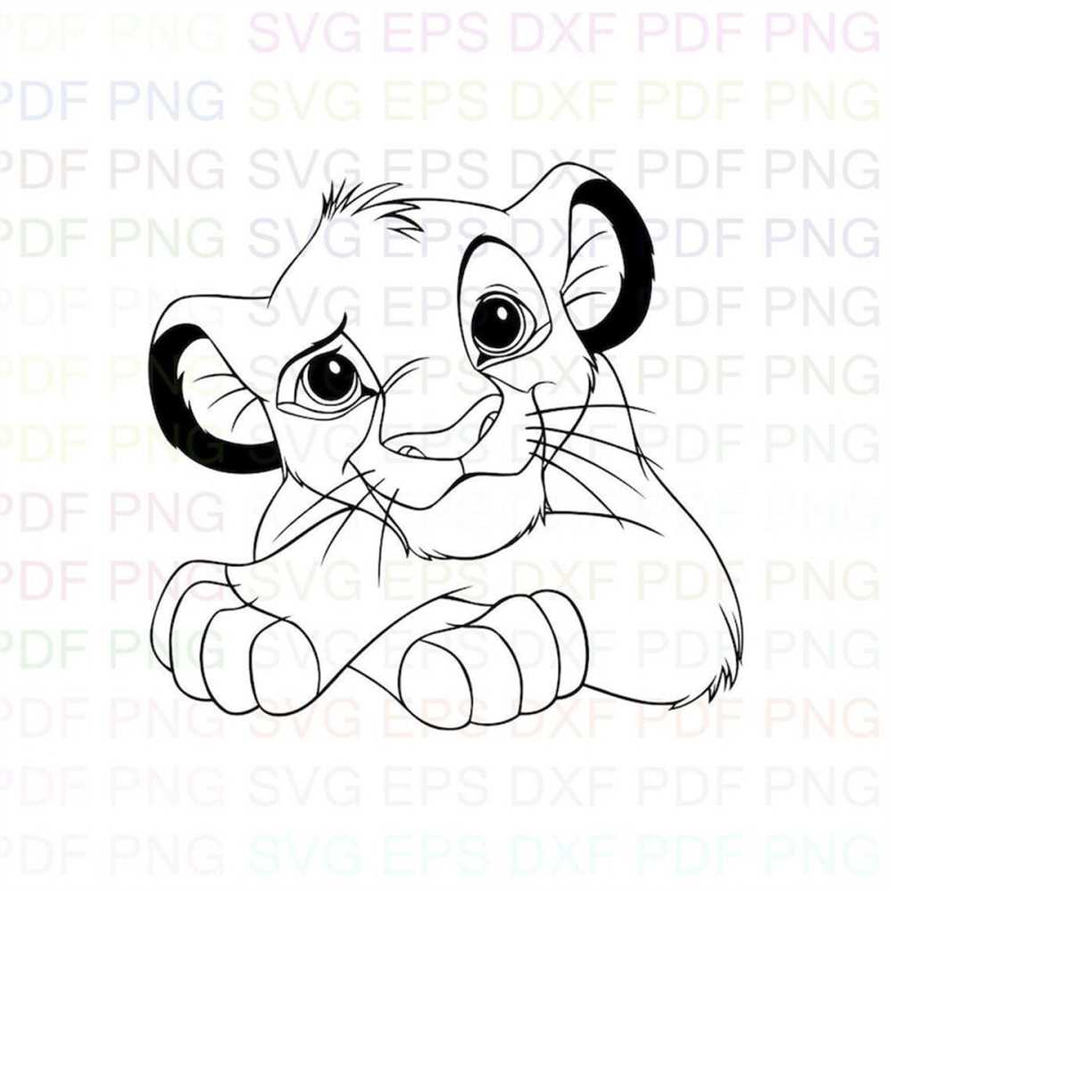 Simba Vector File Simba_The_Lion_King_13 Outline Svg Dxf Eps Pdf Png, Cricut, - Inspire ...