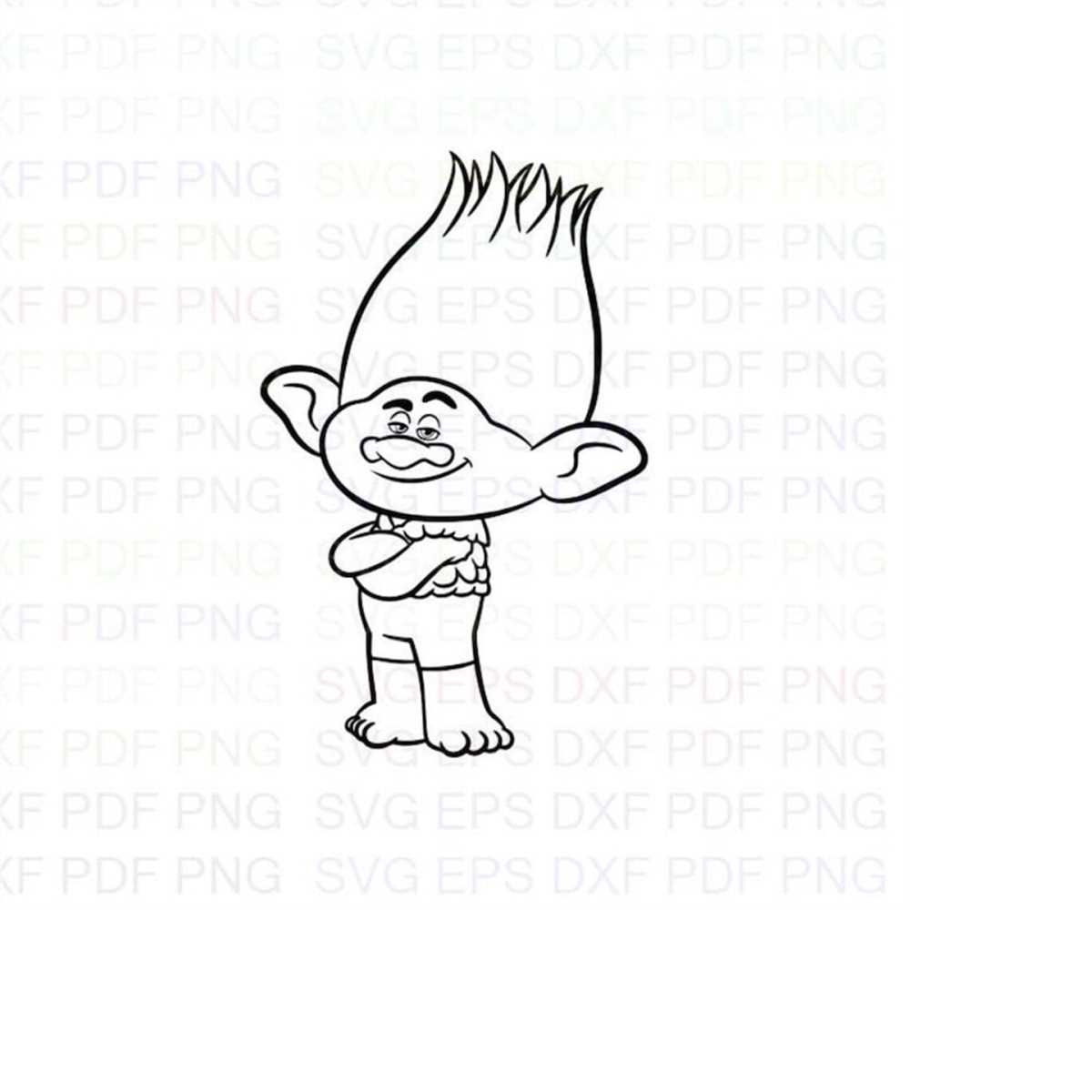 Branch_Trolls Outline Svg Dxf Eps Pdf Png, Cricut, Cutting f - Inspire
