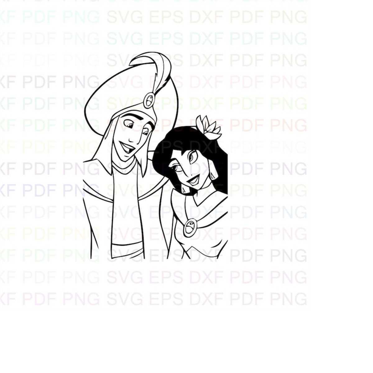 Aladdin_and_Jasmine_wedding Outline Svg Dxf Eps Pdf Png, Cri Inspire