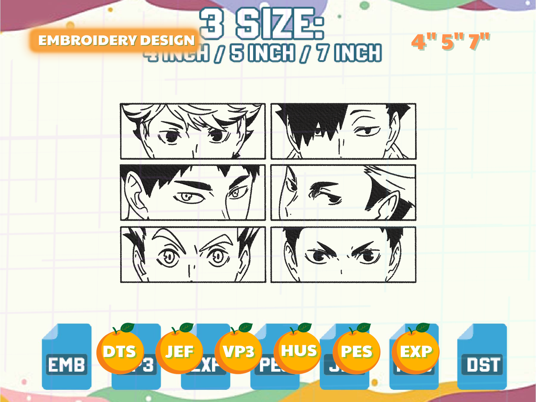 Volleyball Anime, Sport Anime Embroidery, Anime Embroidery D Inspire