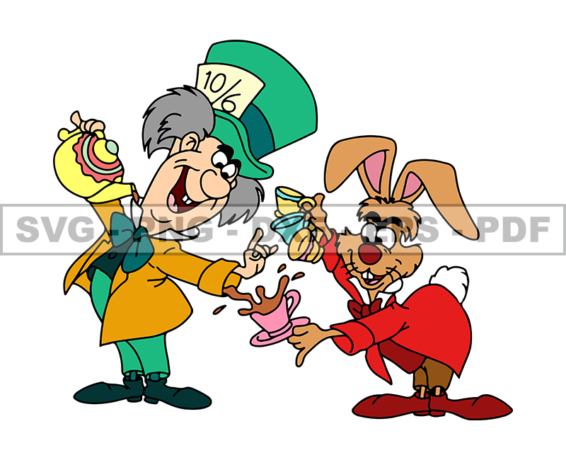 March Hare Svg, Mad Hatter and Dormouse Png, disney mad char Inspire