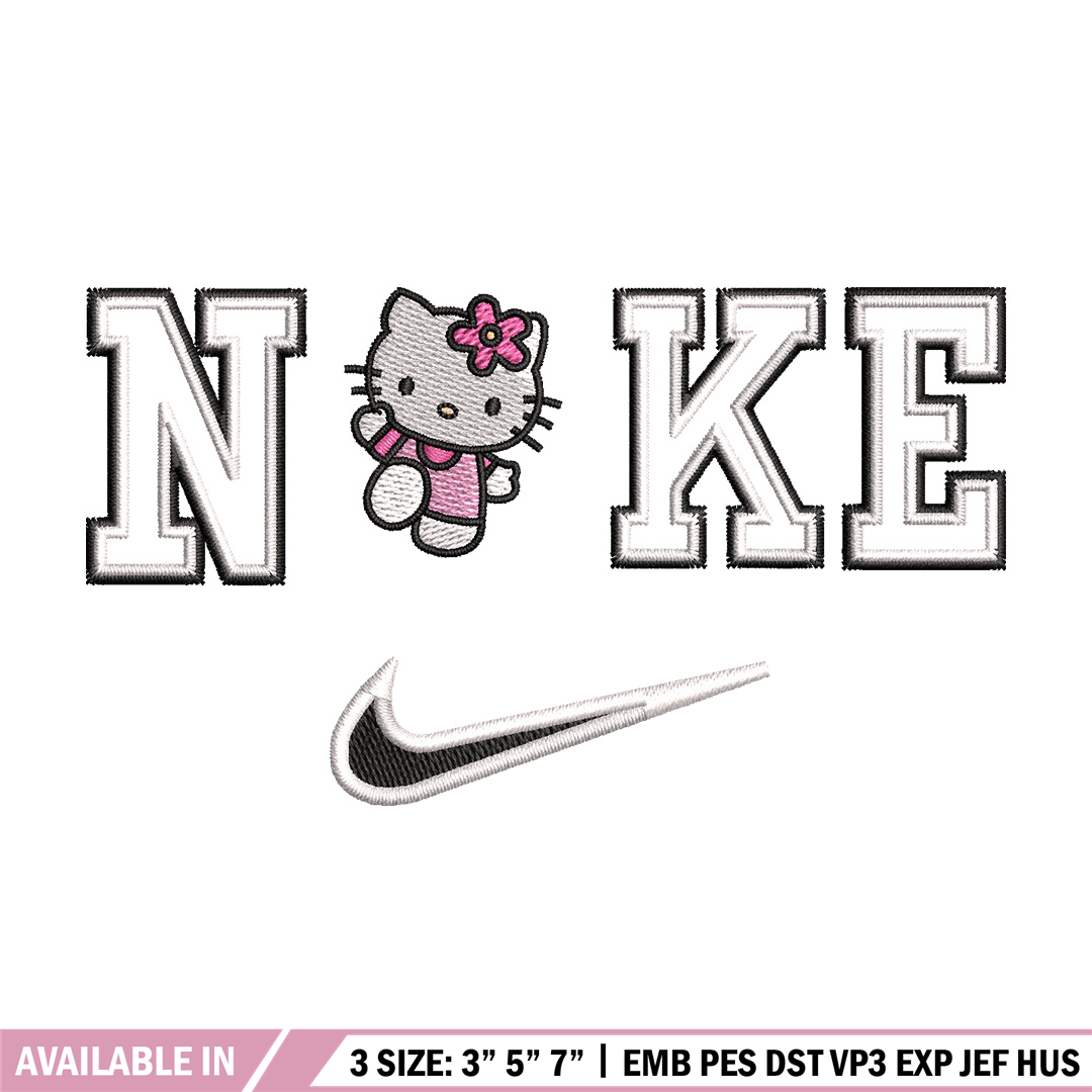 Nike kitty embroidery design, Hello kitty embroidery, Emb de Inspire