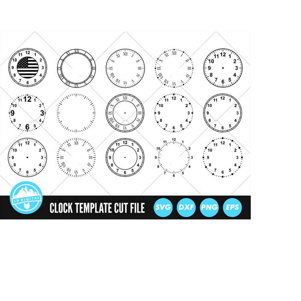 15 Clock Face Bundle SVG Files | Clock Face Pack Cut Files | - Inspire ...