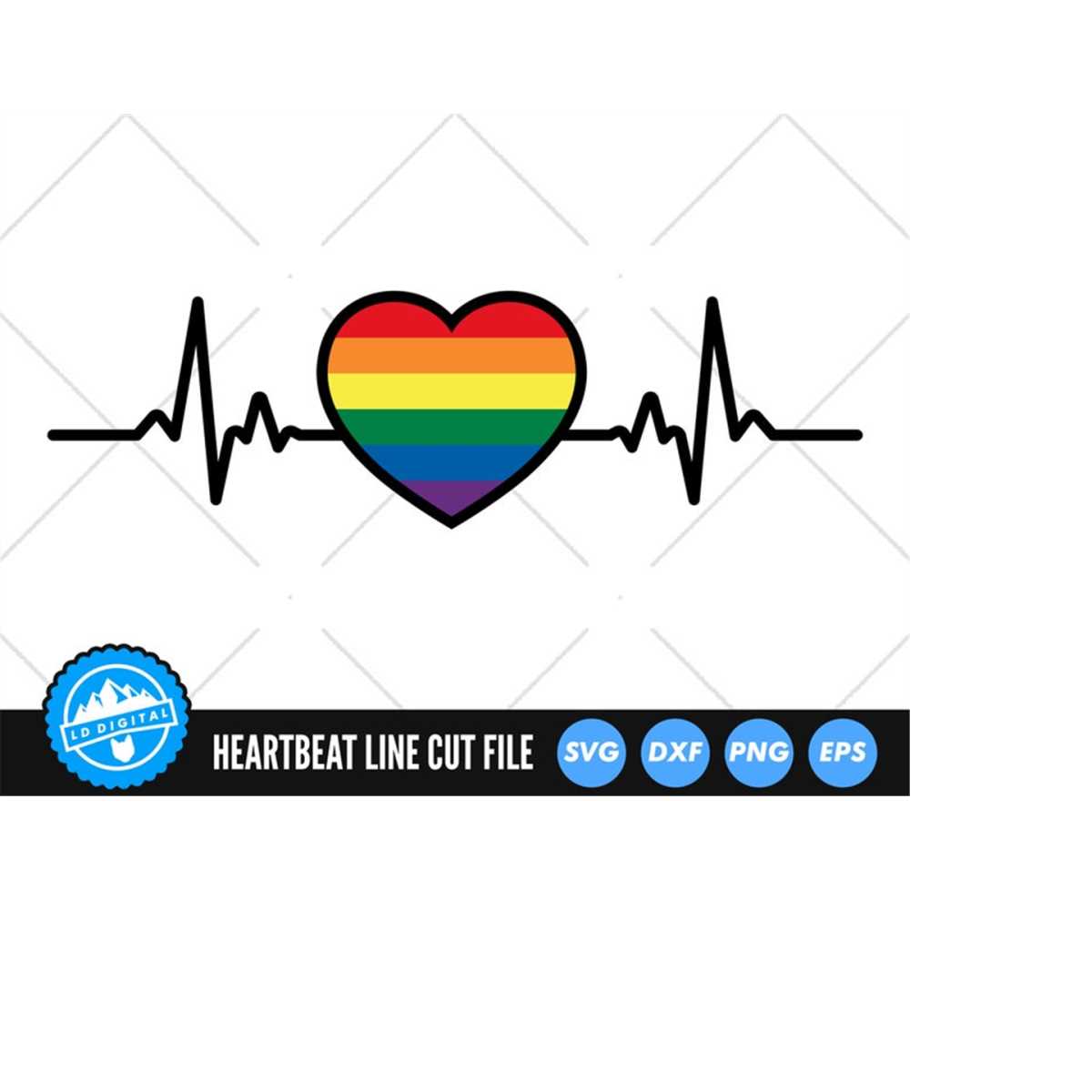 Pride Heart Beat Line SVG Files | LGBTQ Cut Files | EKG Cut - Inspire ...