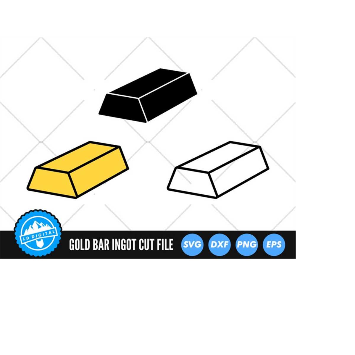 Gold Bar SVG Files | Gold Bullion SVG Cut Files | Golden Bar - Inspire