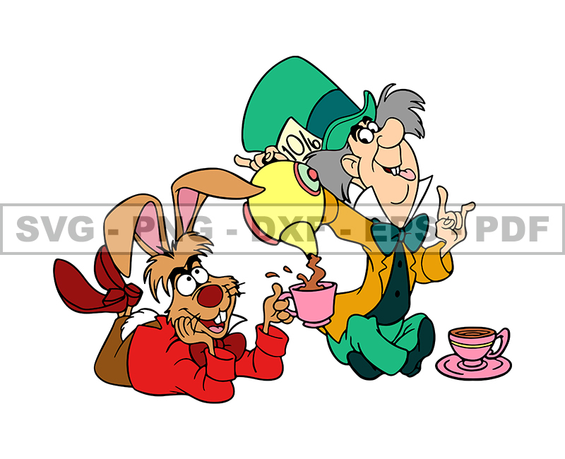 March Hare Svg, Mad Hatter and Dormouse Png, disney mad char Inspire