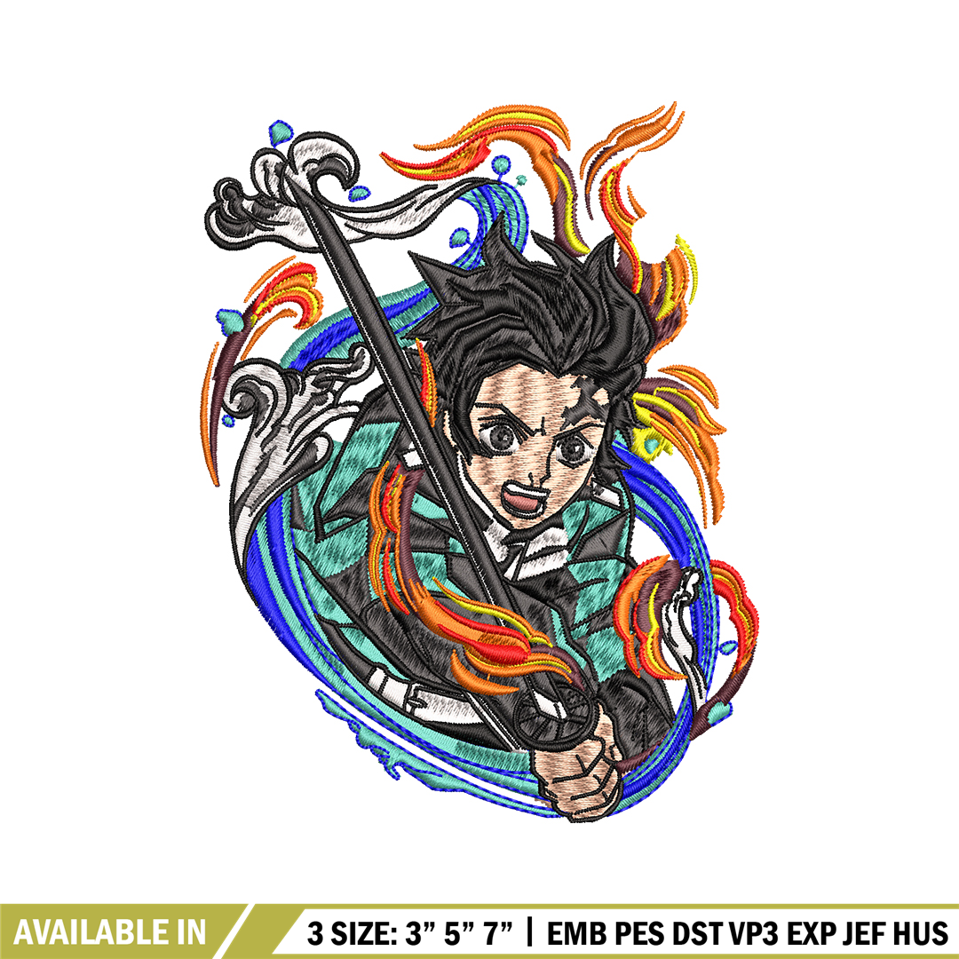 Tanjiro fire and water embroidery design, Kimetsu no Yaiba e | Inspire ...