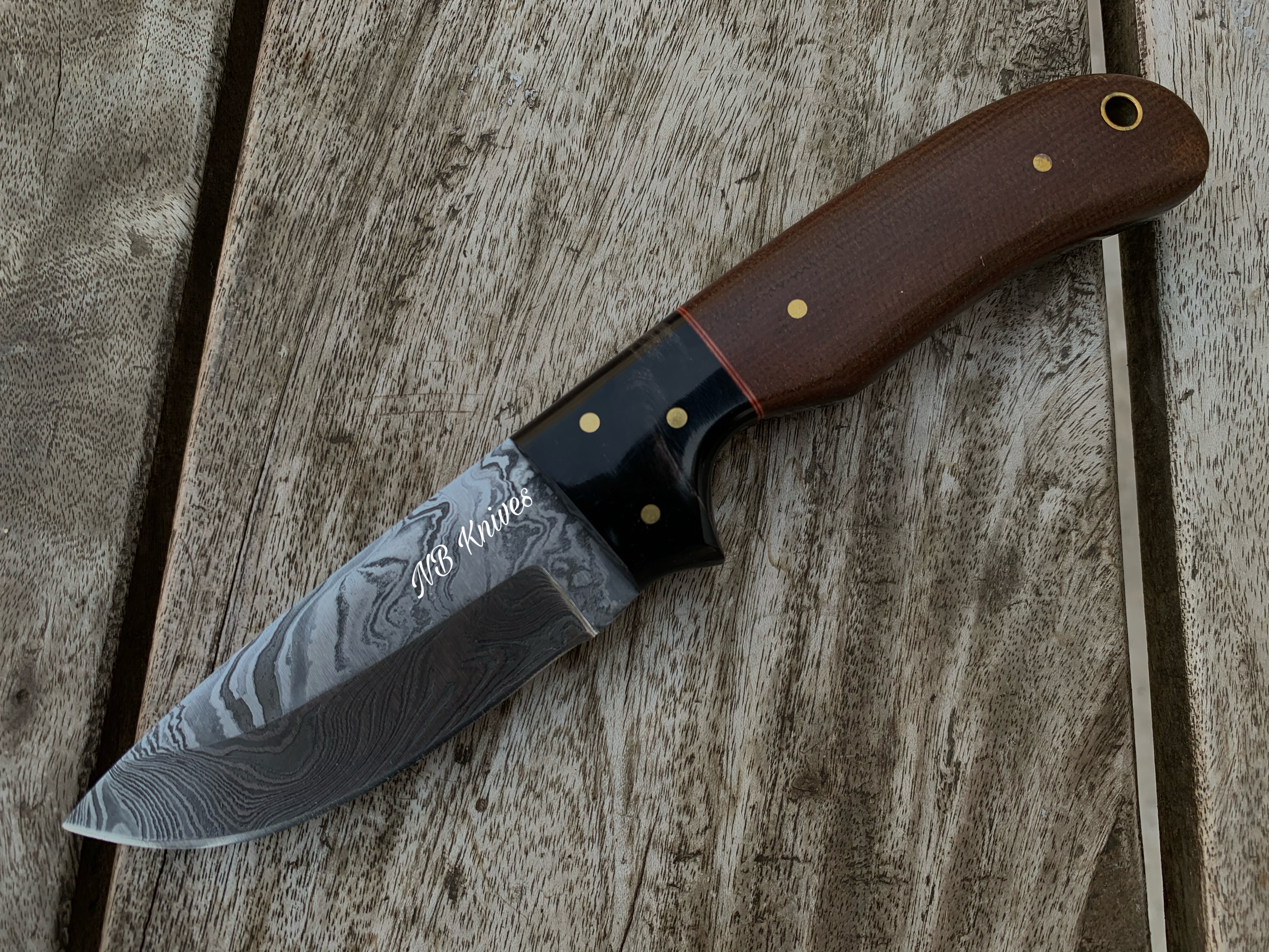 CUSTOM HANDMADE DAMASCUS SKINNER KNIFE HANDLE HARD WOOD BOLS | Inspire ...