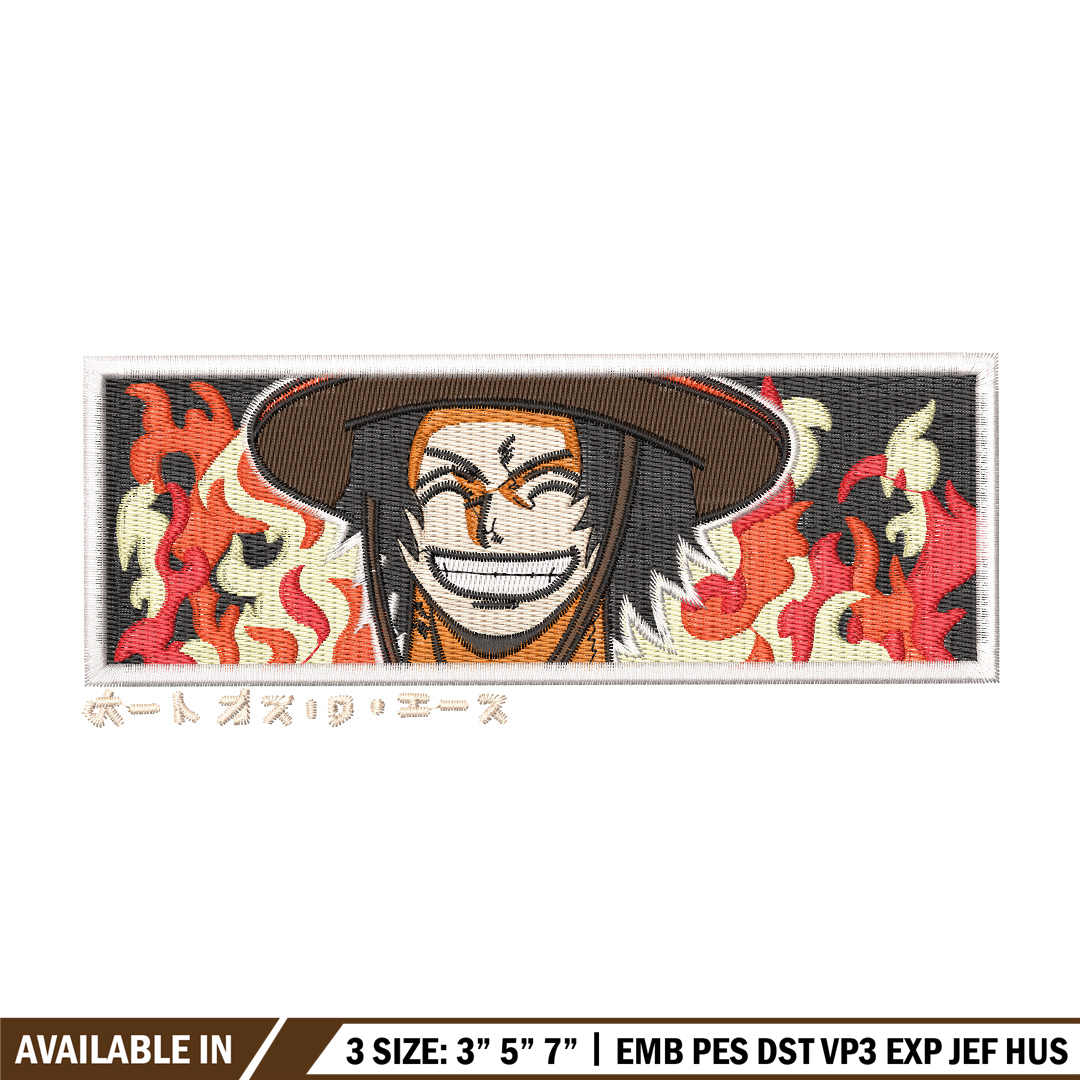Ace rectangle embroidery design, One piece embroidery, Anime | Inspire ...