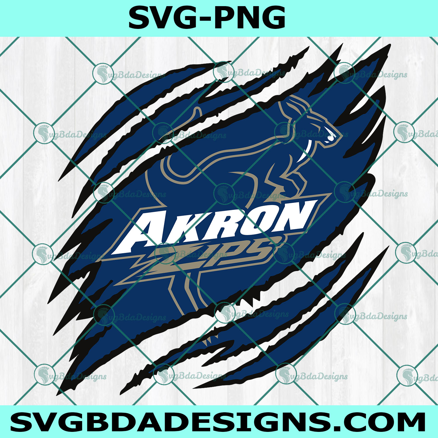 Akron Zips Logo Ripped Claw SVG, NCAA Mascot University Coll | Inspire ...