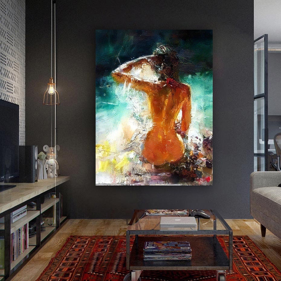 Nude Woman Canvas, Abstract Woman Art, Erotic Woman Poster, Inspire Uplift