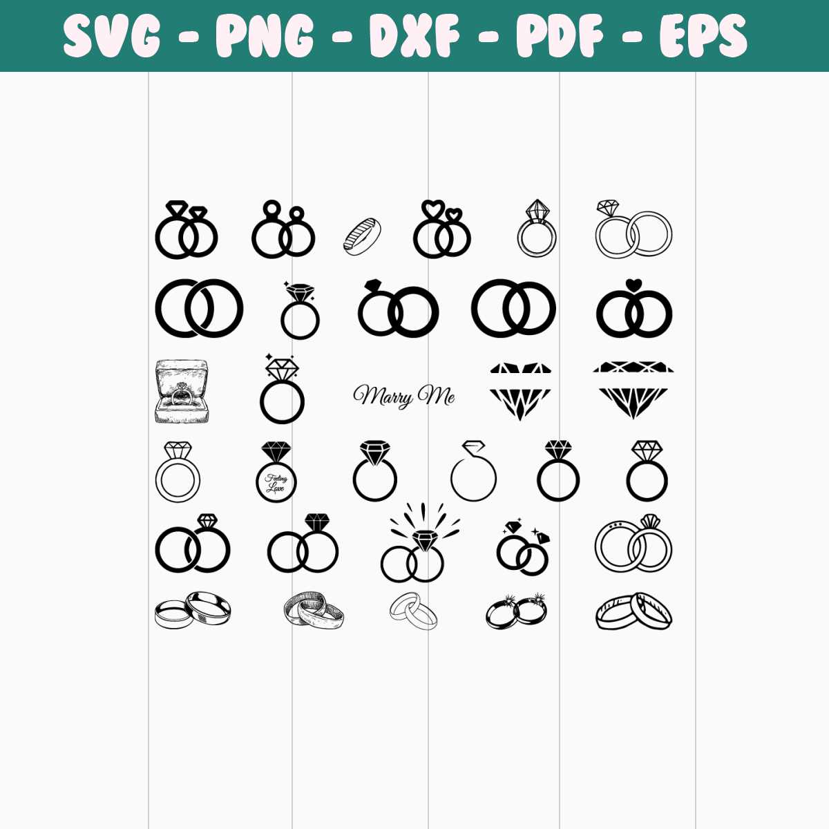 Wedding Ring SVG/ Engagement Ring SVG / Clipart / Cut Files | Inspire ...