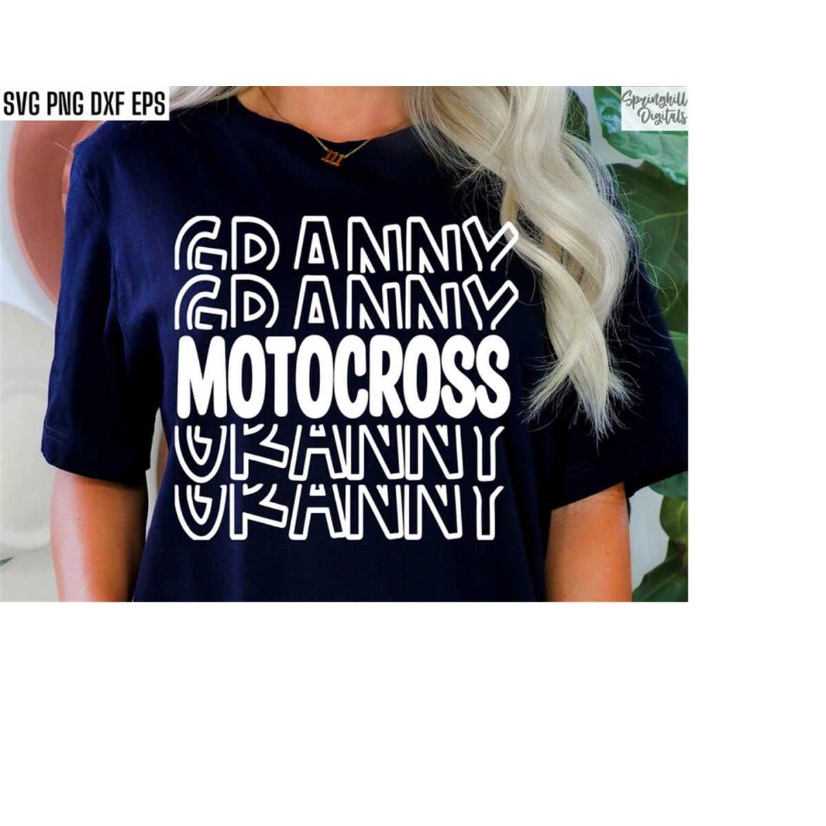 Motocross Grandma Heart Ladies' Jersey V-Neck T-Shirt