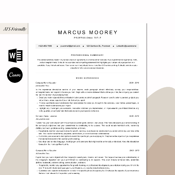 ATS Friendly Resume Template for Canva & Word - 5 Pages - Inspire Uplift