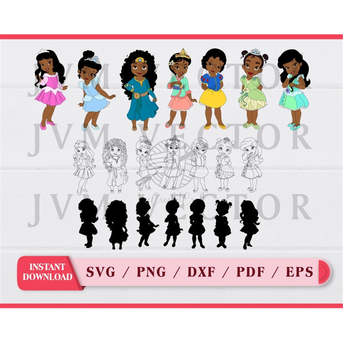 Baby Princess Vector SVG Bundle, clipart, eps, png, dxf, pdf | Inspire ...