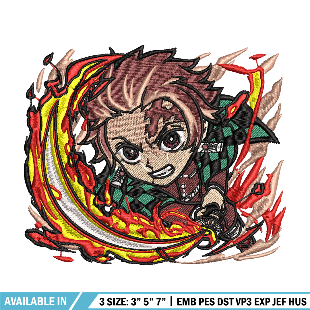 Tanjiro fire breathing chibi embroidery design, Kimetsu no Y | Inspire ...