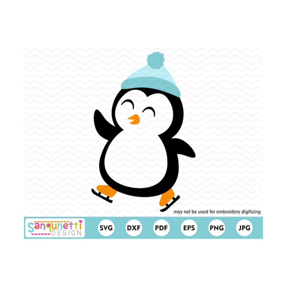 Winter penguin svg cutting file, ice skating svg for silhoue | Inspire ...